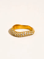The Mara Ring – Chunky Gold Stacked Teardrop Crystal Ring