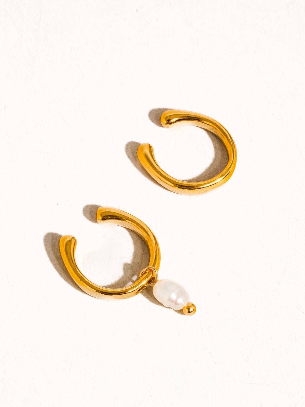 Ari 18K Gold Non-Tarnish Pearl Hoop Ear Cuff