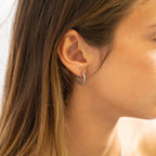 18K Gold Plated Stainless Steel Textured Hoop Earrings 15mm