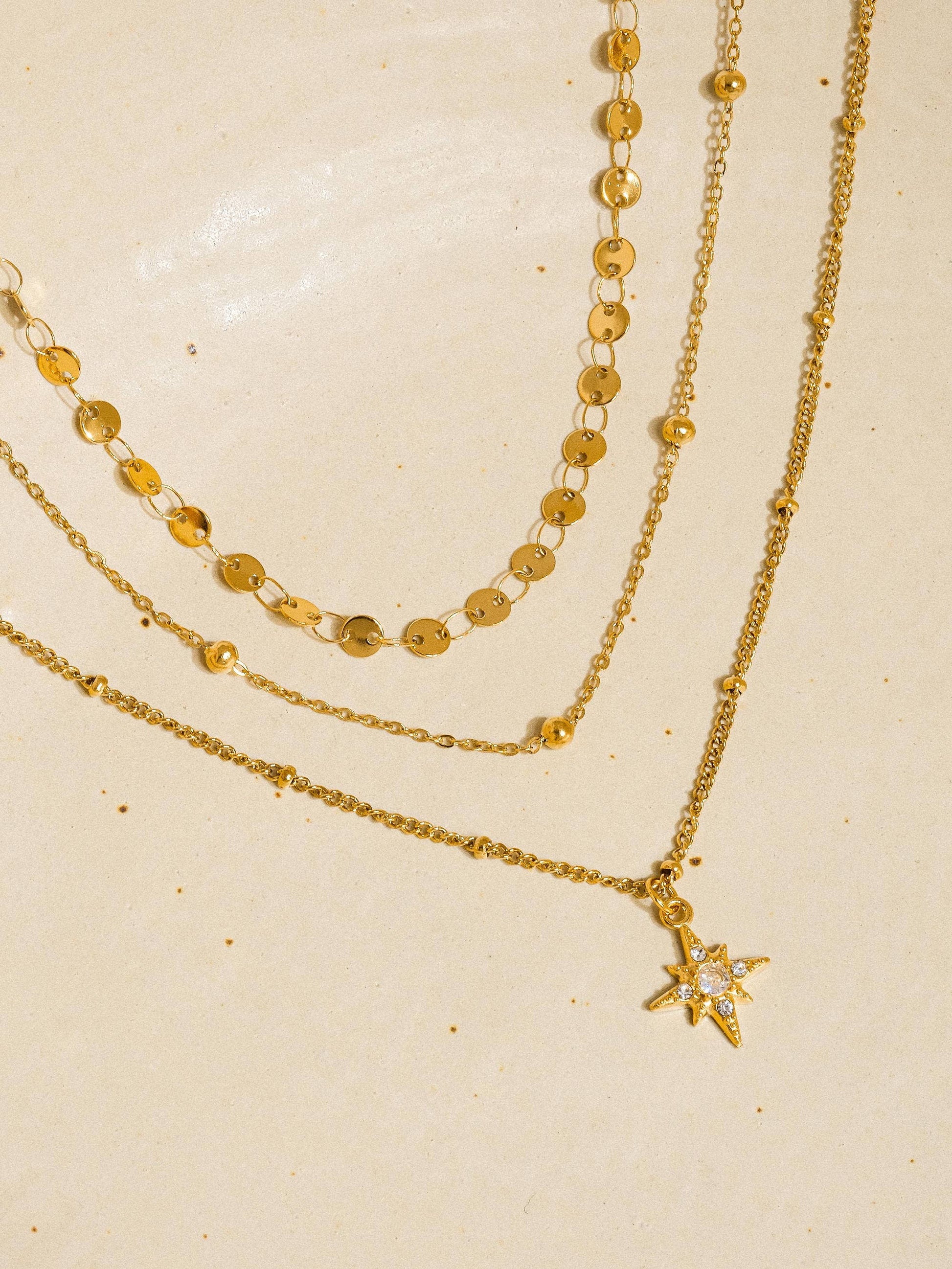 Pascal 18K Non-Tarnish Layered CZ Star Necklace