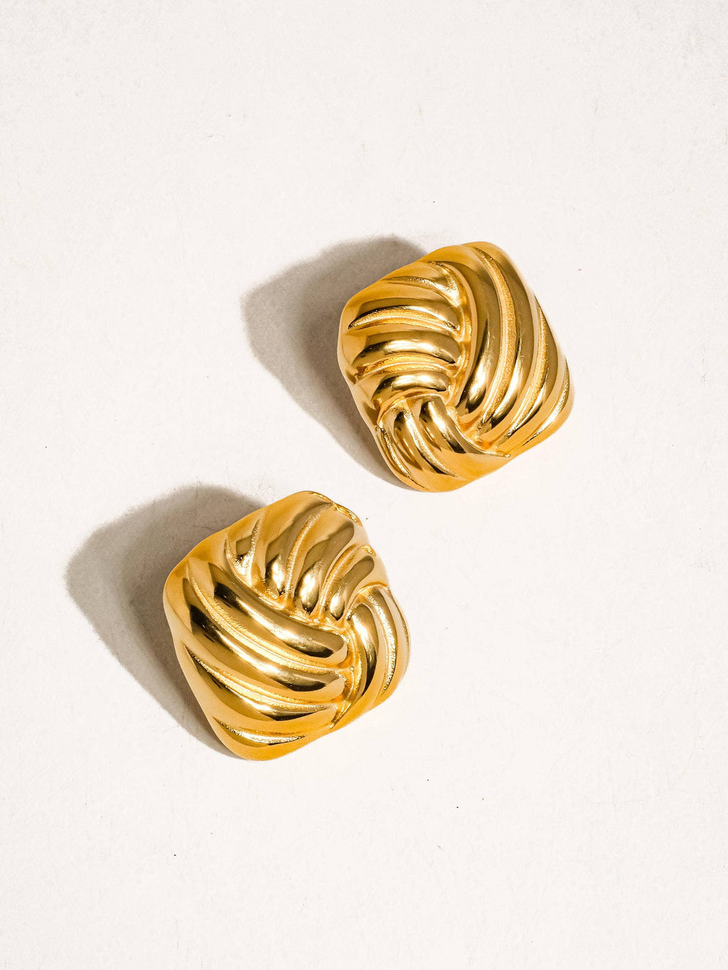 gold chunky square studs