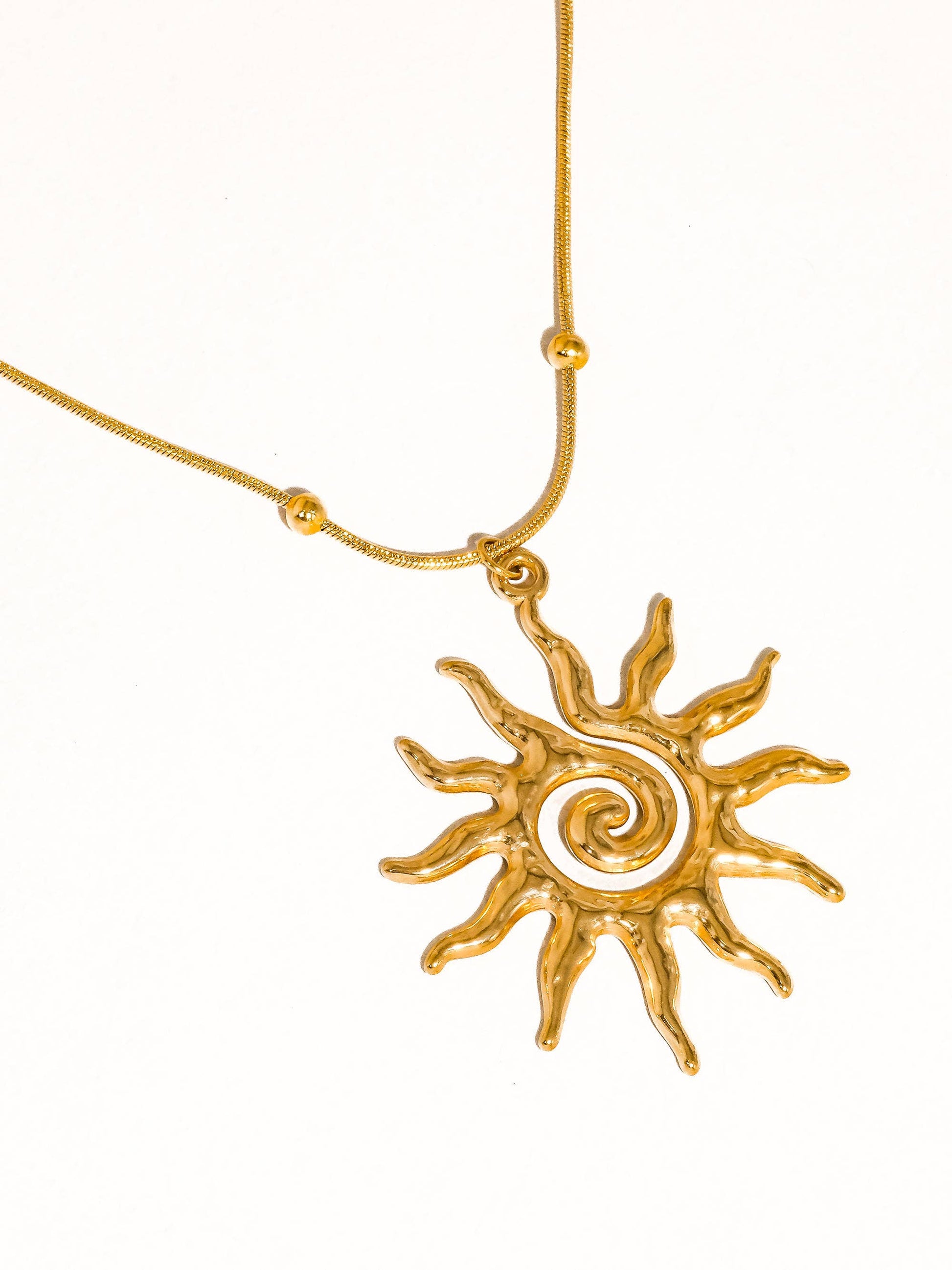 Taiyo 18K Gold Non-Tarnish Stainless Steel Boho Sun Necklace