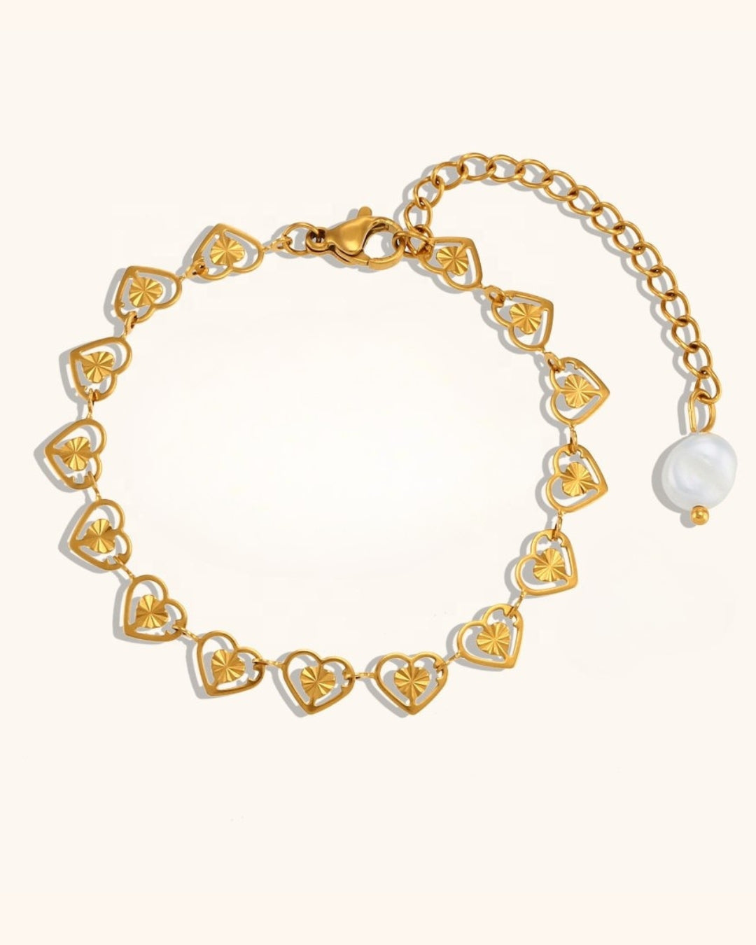 Amelia Heart-Linked Gold Bracelet – Non-Tarnish Dainty Charm