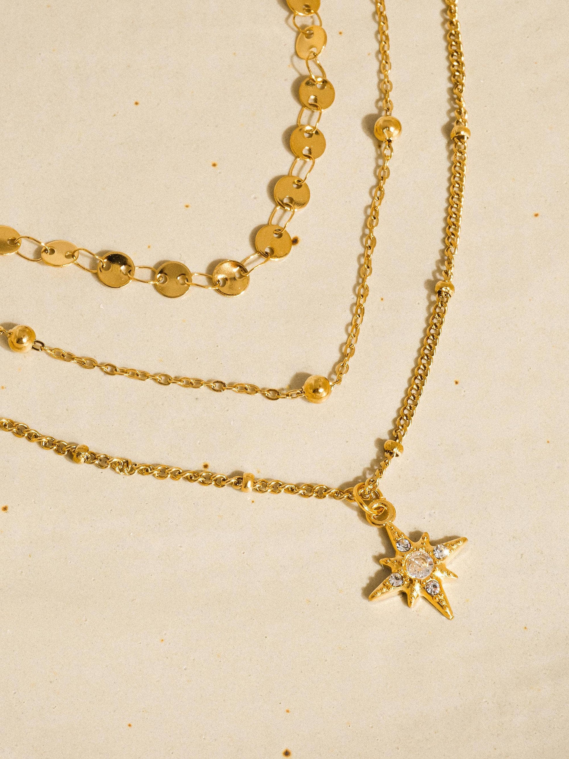 Pascal 18K Non-Tarnish Layered CZ Star Necklace