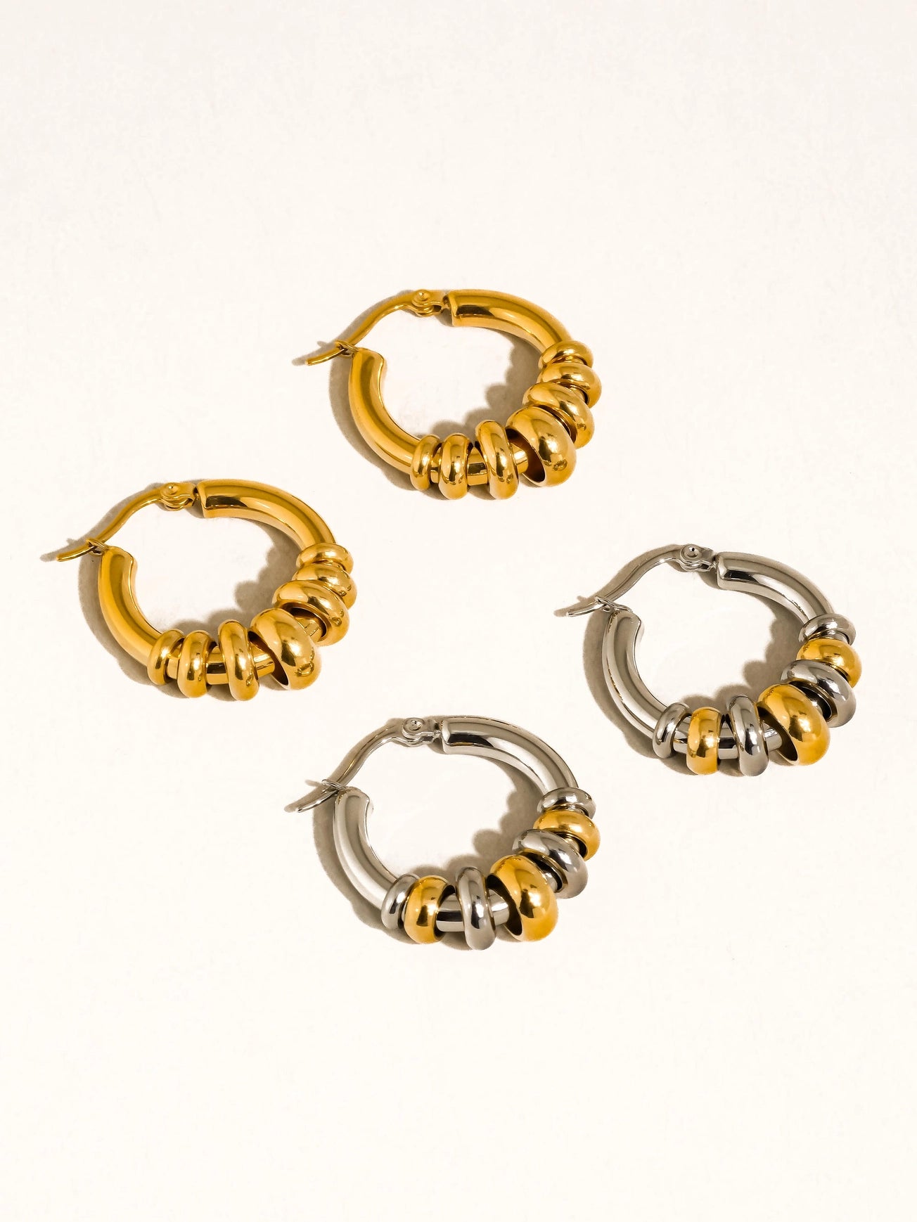 Lorna 18K Gold Non-Tarnish Two Tone Hoop Earring
