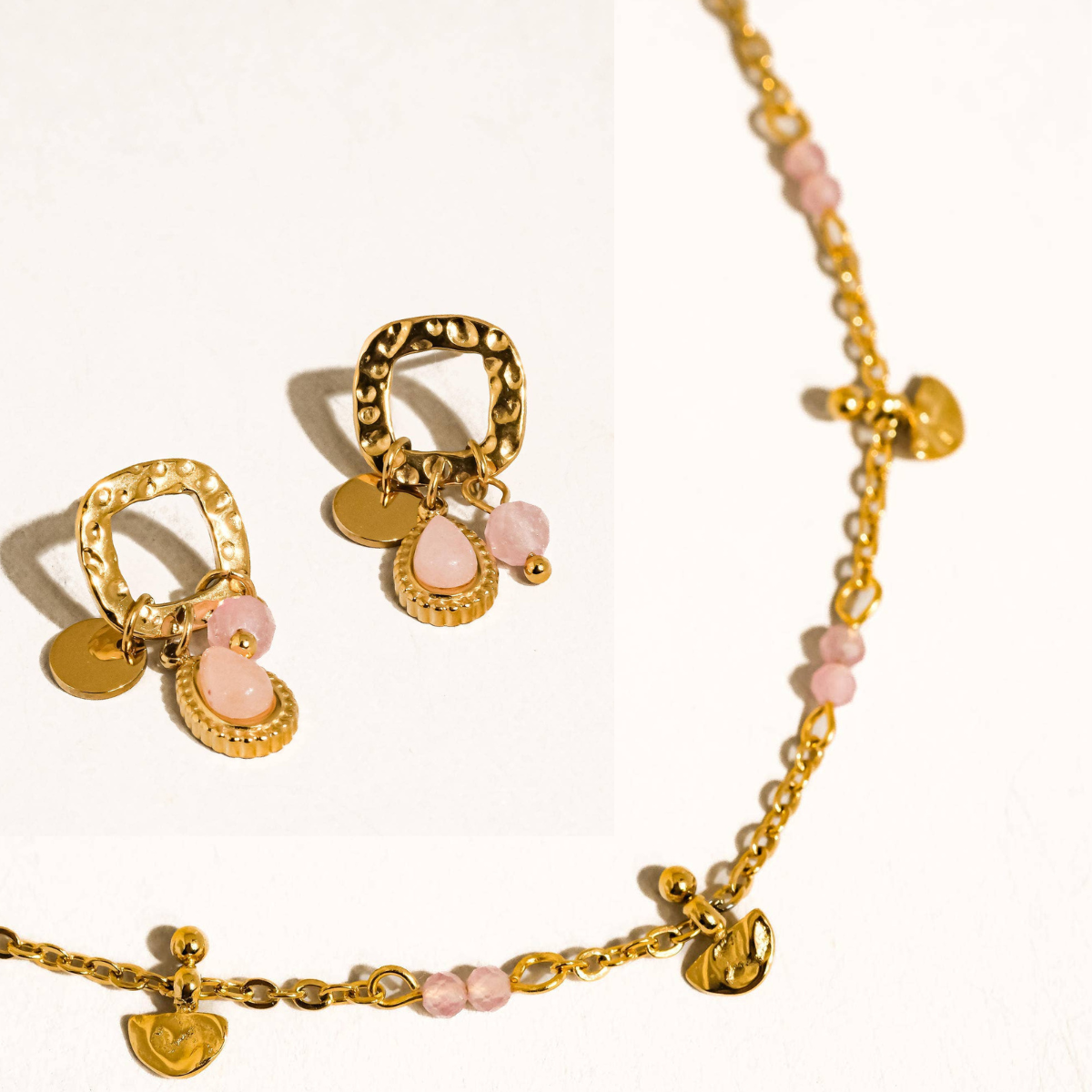 Mia Set-Vintage rose necklace and drop earrings