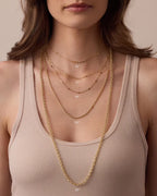 Jean 18K Gold Non-Tarnish Layered Flat Snake Chain Necklace