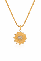 Sophie Gold Sunburst Heart Necklace – Non-Tarnish Waterproof Stainless Steel Pendant Necklace