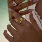 Cosmic Charm Star & Moon Gold Ring