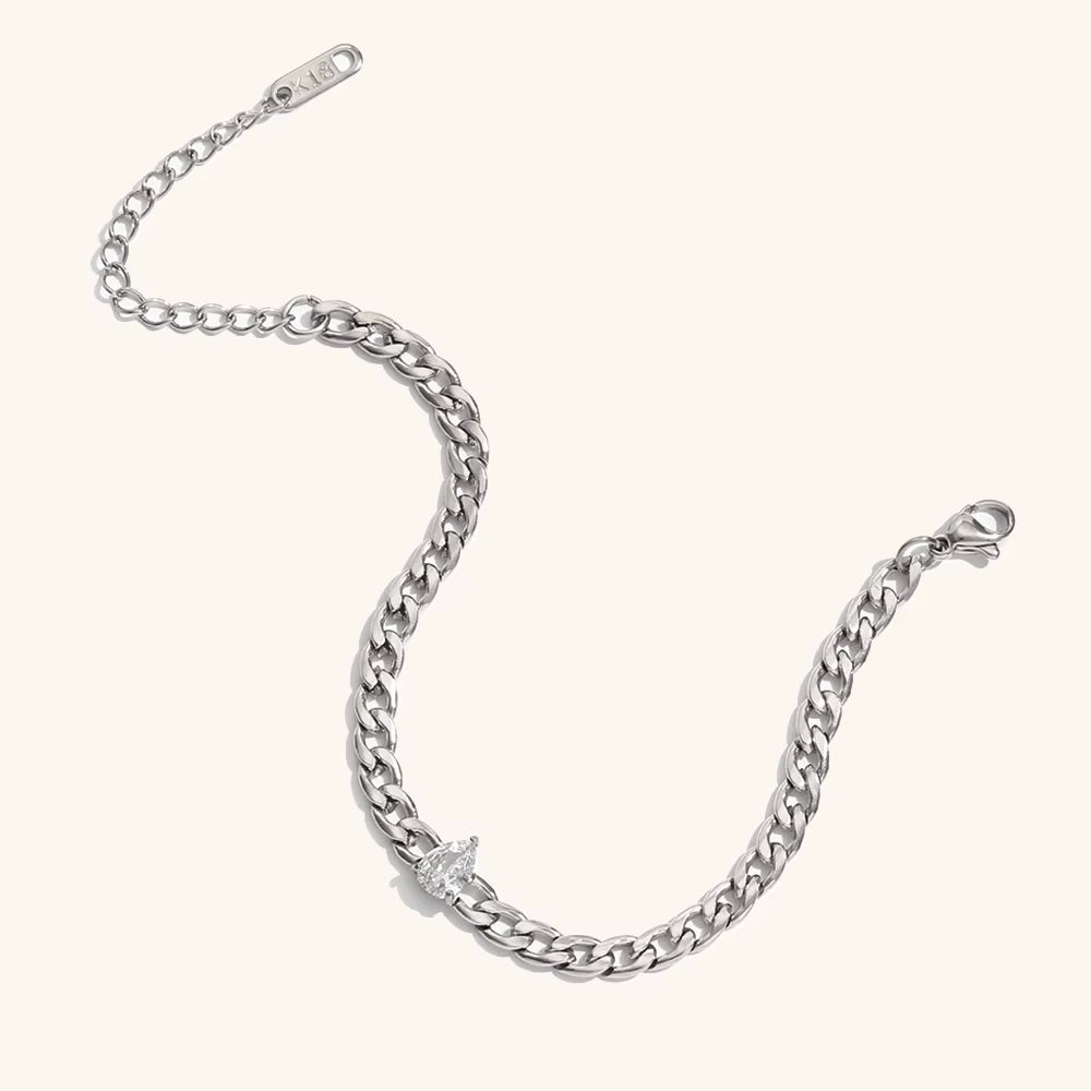 Silver Larissa Stainless Steel Non Tarnish CZ Bracelet