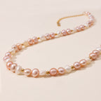 Sienna Freshwater Pearl Necklace – Blush & Ivory Real Pearl Strand with Gold Stainless Steel Accents