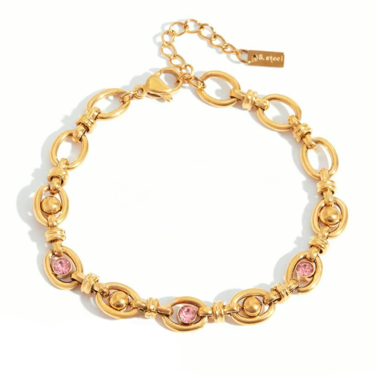 Pink Dawson Stainless Steel Stackable Bracelet