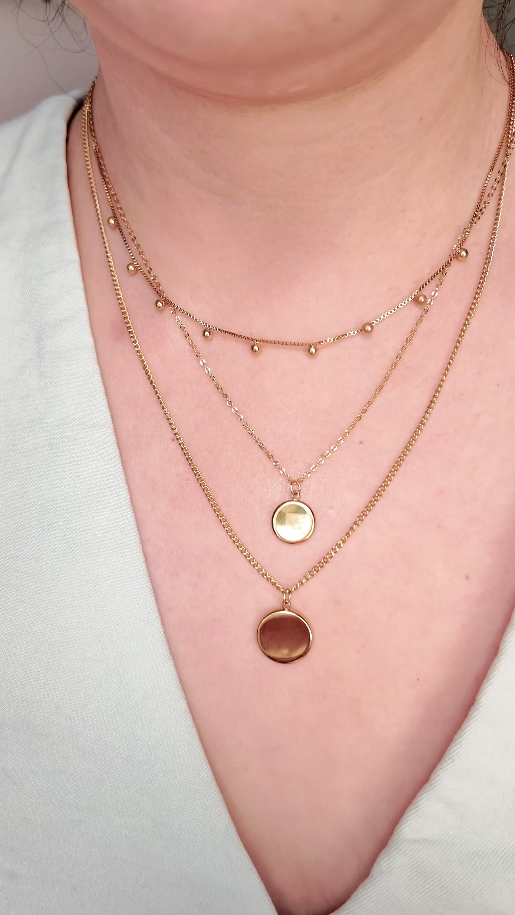 Anaïs 18K Gold Non-Tarnish Round Stack Necklace