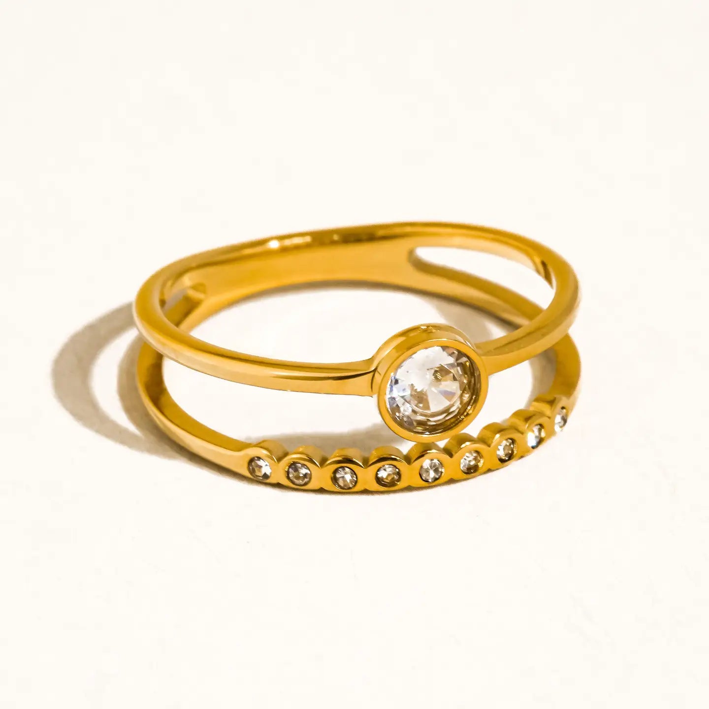 Niza stack part 1 Double Band Stainless Steel Ring