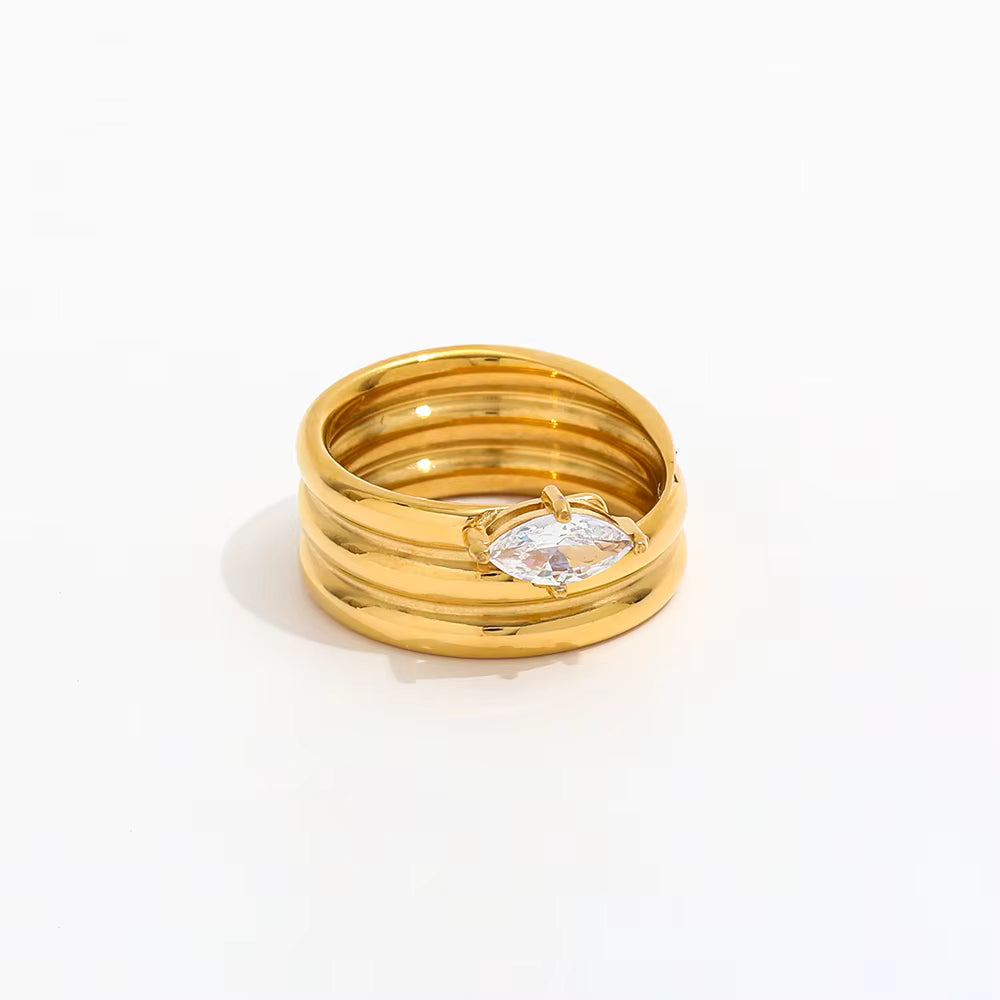 Aura Stainless Steel  Marquise Ring