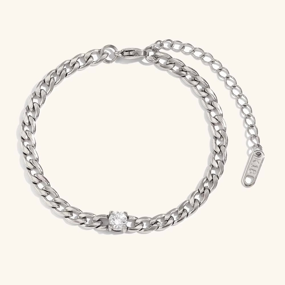 Silver Larissa Stainless Steel Non Tarnish CZ Bracelet