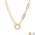 18" Stainless Steel Paperclip Carabiner Charm Holder Necklace