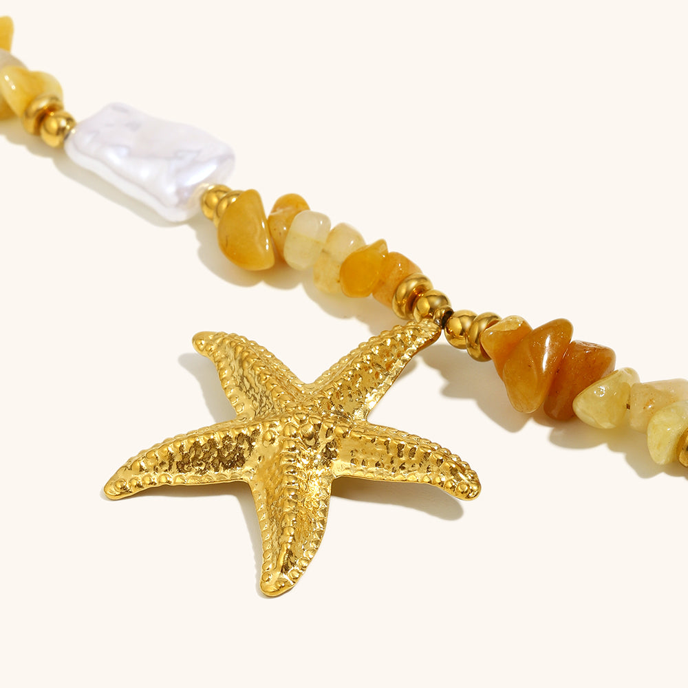 Soleil Amber Beaded Non-Tarnish Waterproof Necklace