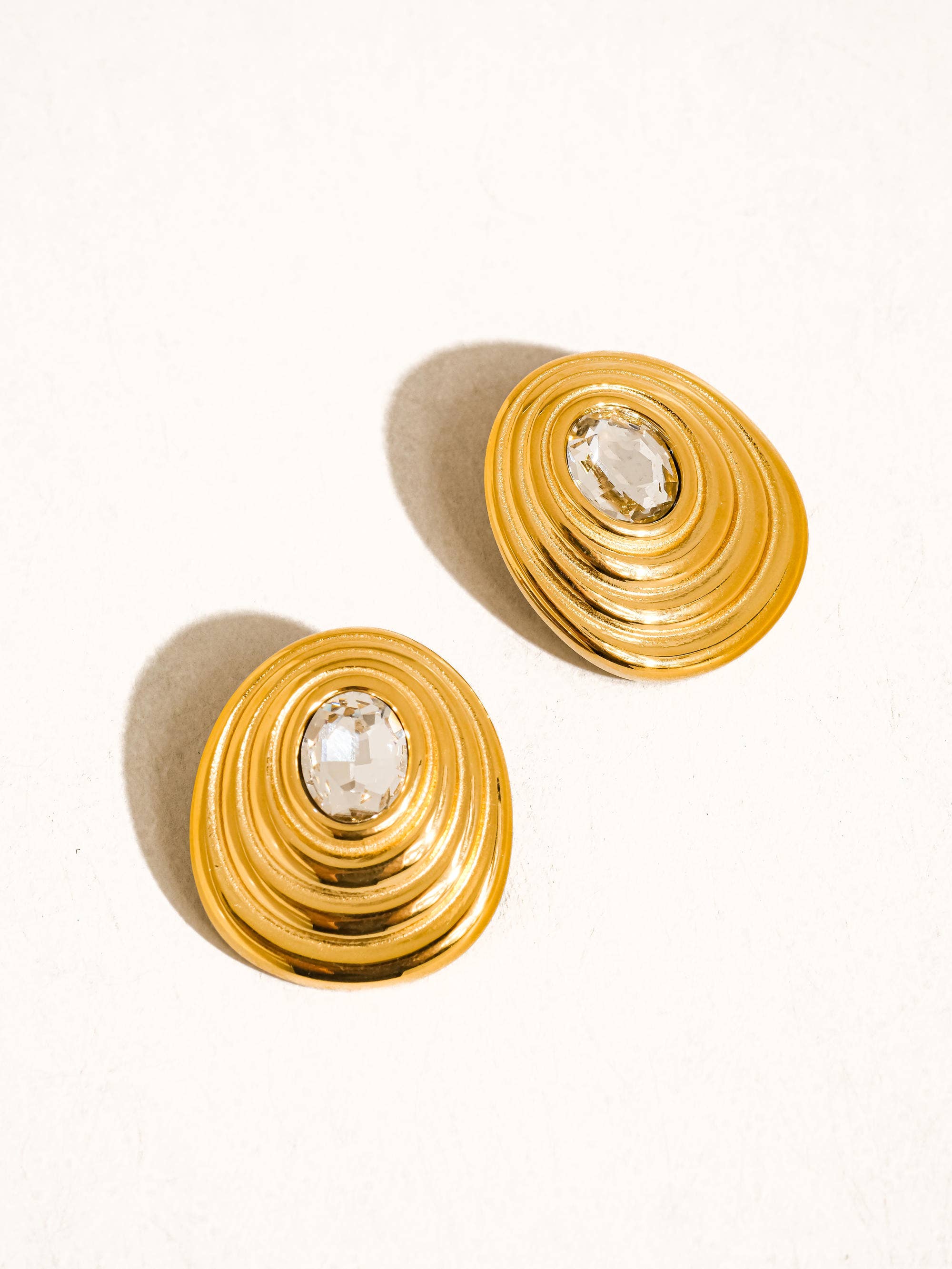 Lyra 18K Gold Non-Tarnish Oval CZ Stud