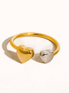 two tone adjustable heart ring