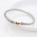 Uptown Girl Heart Cable Two Tone Bracelet